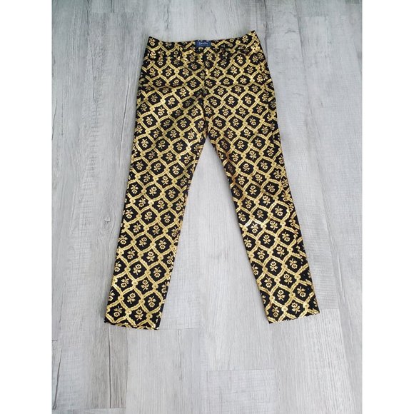 Old Navy Womens Pixie Black & Gold Print Dress Pants Mid rise, Size 4, 28"× 26" - Picture 3 of 10